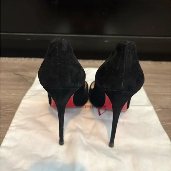 Christian Louboutin Black Suede Pointed Pumps - Picture 4 of 6